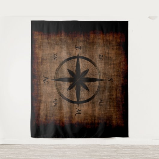 Nostalgisches Design der alten Compass-Rose Wandteppich (Vorderseite)