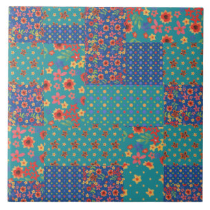 Nostalgisches falsches Patchwork-Muster Keramikfli Fliese