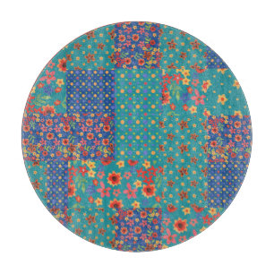 Nostalgisches falsches Patchwork rundes Glas-Schne Schneidebrett
