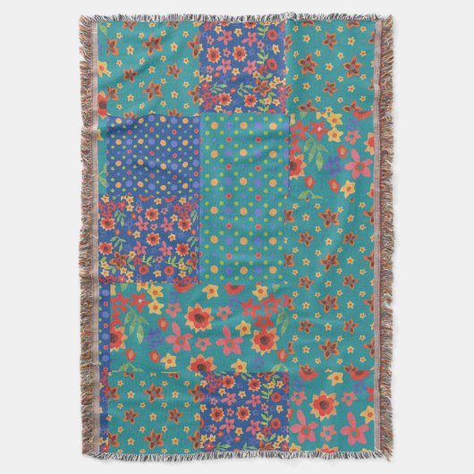 Nostalgisches Faux-Patchwork-Muster-Wurfdecke Decke (Vorderseite Vertikal)