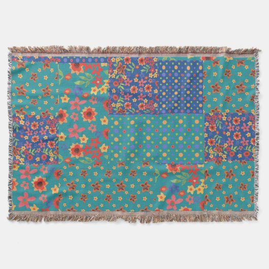 Nostalgisches Faux-Patchwork-Muster-Wurfdecke Decke (Vorderseite)