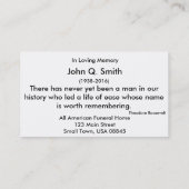 Nostalgisches Gebirgsbegräbnis und Visitenkarte (Rückseite)