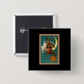 Nostalgisches Glück Halloween Hexe & Owl Button (Vorne & Hinten)