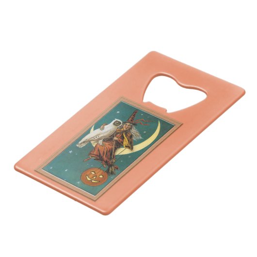 Nostalgisches Glück Halloween Hexe & Owl Geldbeutel Flaschenöffner (Vorderseite Schrägansicht)