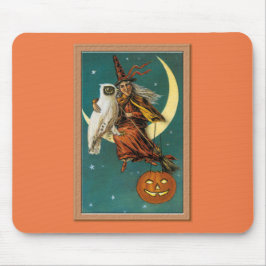 Nostalgisches Glück Halloween Hexe & Owl Mousepad