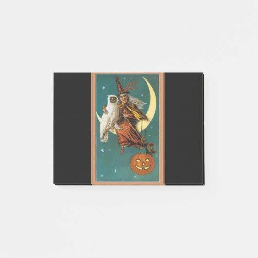 Nostalgisches Glück Halloween Hexe & Owl Post-it Klebezettel (Vorderseite)