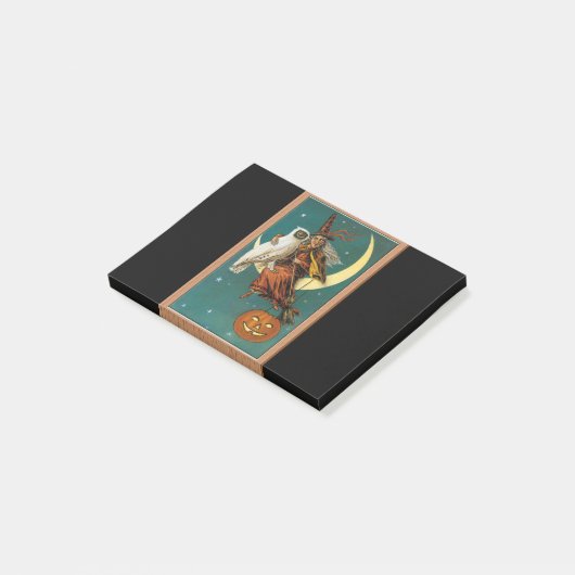 Nostalgisches Glück Halloween Hexe & Owl Post-it Klebezettel (angewinkelt)