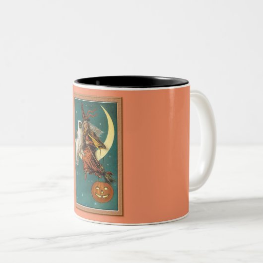 Nostalgisches Glück Halloween Hexe & Owl Zweifarbige Tasse (VorderseiteRechts)