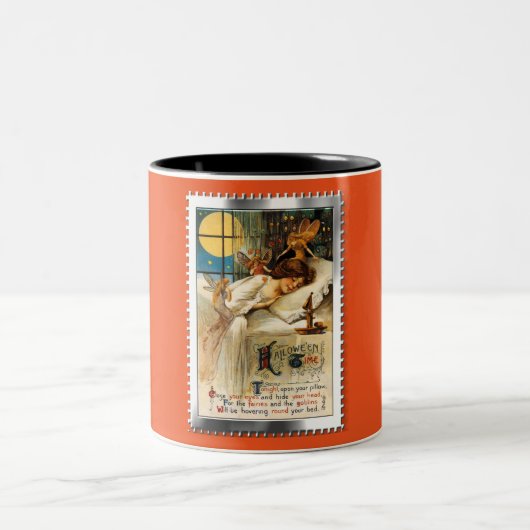 Nostalgisches Halloween-Goblins und -Fairies Zweifarbige Tasse (Mittel)