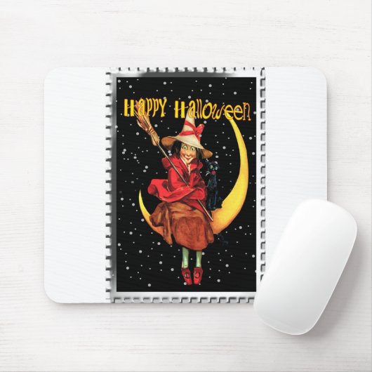 Nostalgisches Halloween Gute Hexe und ihre Katze Mousepad (Mit Mouse)
