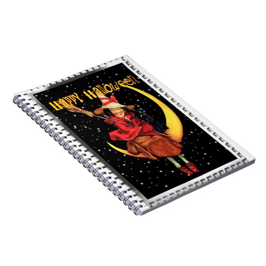 Nostalgisches Halloween Gute Hexe und ihre Katze Notizblock (Rechte Seite)
