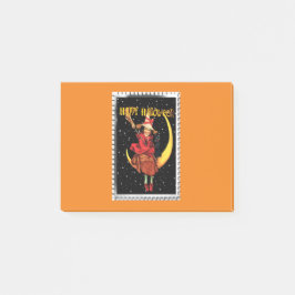 Nostalgisches Halloween Gute Hexe und ihre Katze Post-it Klebezettel