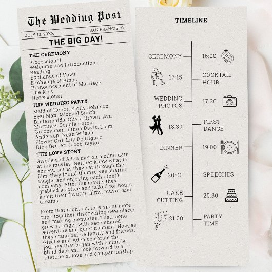 Nostalgisches Hochzeitsprogramm Einladung