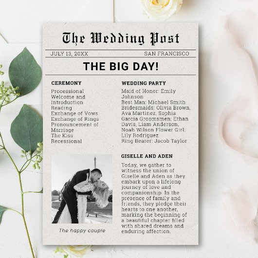 Nostalgisches Hochzeitsprogramm Einladung