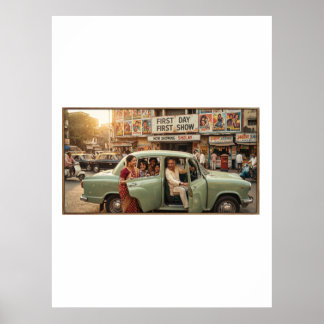Nostalgisches Indien der 1970er Jahre: Ambassador  Poster