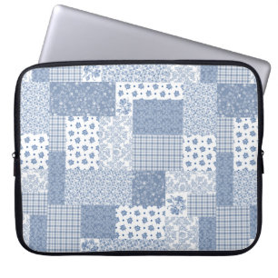 Nostalgisches Indigo Imitate Patchwork Laptop-Sieb Laptopschutzhülle