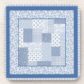 Nostalgisches Indigo Imitate Patchwork Set von Unt Getränkeuntersetzer (Vorderseite)