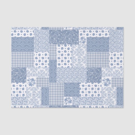 Nostalgisches Indigo Imitats Patchwork-Tissue Pape Seidenpapier (Vorderseite)