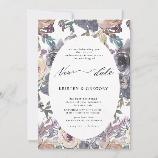 Nostalgisches Indigoblau, Blütenblüte aufgeschoben Einladung (Vorderseite)