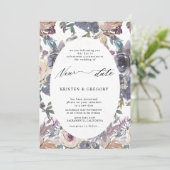 Nostalgisches Indigoblau, Blütenblüte aufgeschoben Einladung (Stehend Vorderseite)