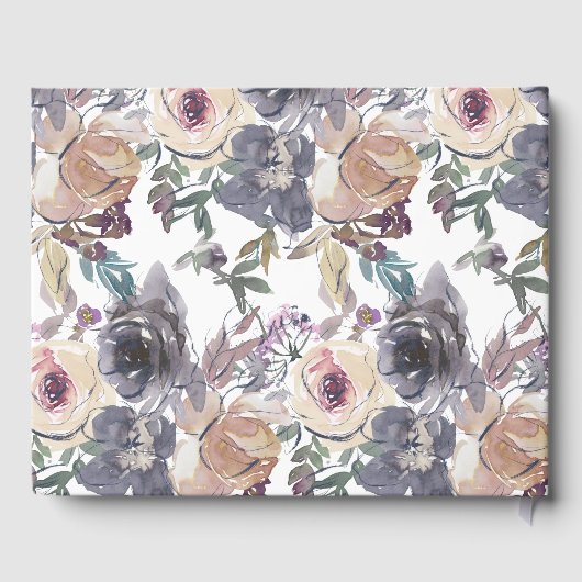 nostalgisches indigofarbenes Blumenbuch Hochzeiten Gästebuch (Rückseite)