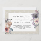 Nostalgisches Indigoröschenblüte Verlobung Einladung (Vorderseite)