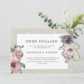 Nostalgisches Indigoröschenblüte Verlobung Einladung (Stehend Vorderseite)