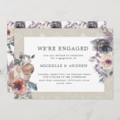 Nostalgisches Indigoröschenblüte Verlobung Einladung (Vorne/Hinten)