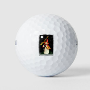 Nostalgisches kleines Mädchen, Jack-o’-lantern und Golfball