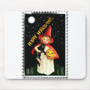 Nostalgisches kleines Mädchen, Jack-o’-lantern und Mousepad