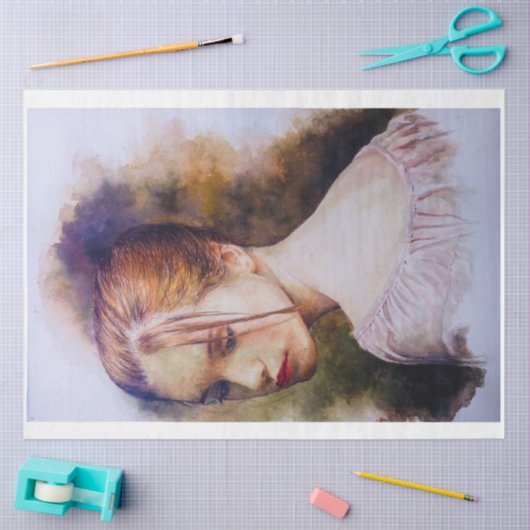 Nostalgisches Mädchen in rosa Gewebepapier Seidenpapier (Basteln)