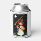 Nostalgisches Mädchen, Jack-o’-Laterne und Katze Dosenkühler (Kanne Vorderseite)