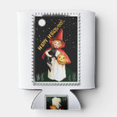 Nostalgisches Mädchen, Jack-o’-Laterne und Katze Dosenkühler (Rückseite)