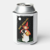 Nostalgisches Mädchen, Jack-o’-Laterne und Katze Dosenkühler (Kanne Rückseite)