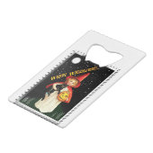 Nostalgisches Mädchen, Jack-o’-Laterne und Katze Geldbeutel Flaschenöffner (Rückseite Schrägansicht)