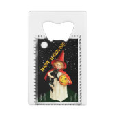 Nostalgisches Mädchen, Jack-o’-Laterne und Katze Geldbeutel Flaschenöffner (Rückseite)