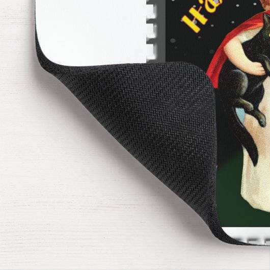 Nostalgisches Mädchen, Jack-o’-Laterne und Katze Mousepad (Ecke)