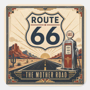 Nostalgisches Mother Road Sonnenaufgang Reiseanden Quadratischer Aufkleber