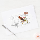 Nostalgisches Motiv  mit Vogel Ovaler Aufkleber (Umschlag)