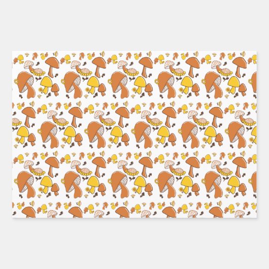Nostalgisches Mushroom-Muster Geschenkpapier Set (Vorderseite 3)