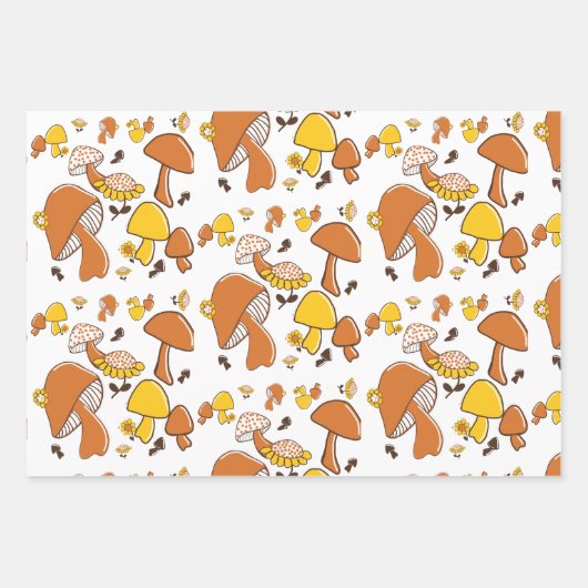 Nostalgisches Mushroom-Muster Geschenkpapier Set (Vorderseite 2)