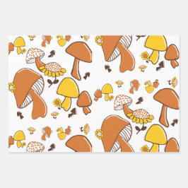 Nostalgisches Mushroom-Muster Geschenkpapier Set
