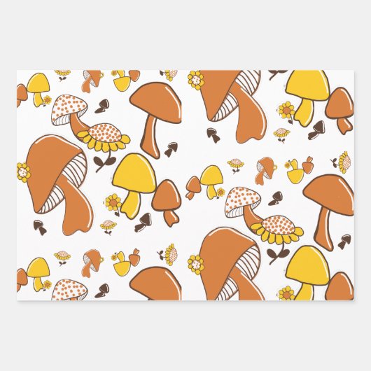 Nostalgisches Mushroom-Muster Geschenkpapier Set (Vorderseite)