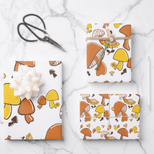 Nostalgisches Mushroom-Muster Geschenkpapier Set