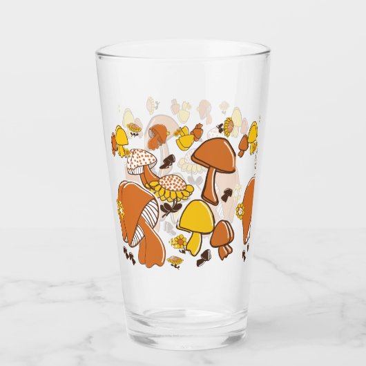Nostalgisches Mushroom-Muster Glas (Vorderseite)