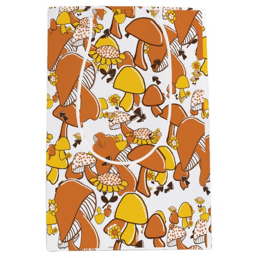 Nostalgisches Mushroom-Muster Mittlere Geschenktüte (Vorderseite)