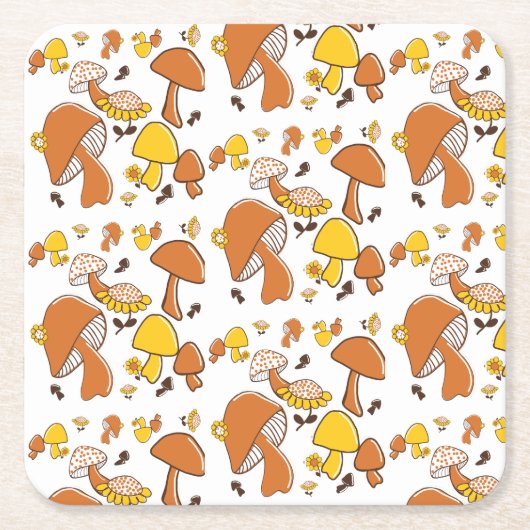 Nostalgisches Mushroom-Muster Rechteckiger Pappuntersetzer (Vorderseite)