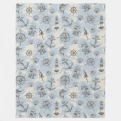 Nostalgisches nautisches Motivmuster Fleecedecke (Vorderseite)