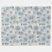 Nostalgisches nautisches Motivmuster Fleecedecke (Vorderseite (Horizontal))