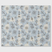 Nostalgisches nautisches Motivmuster Geschenkpapier (Flach)